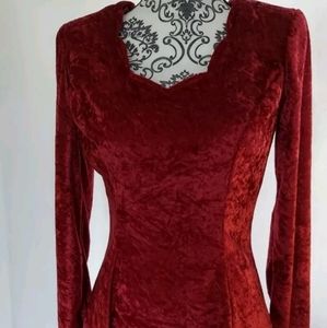 Crushed Velvet Scarlet Red Dress